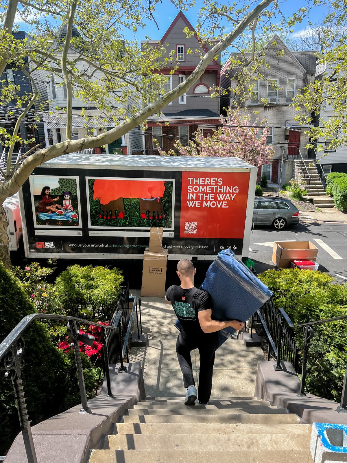 Moving crew handling an office relocation in the Flatiron District